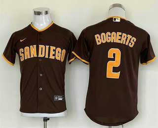 Youth San Diego Padres #2 Xander Bogaerts Brown Cool Base Stitched Baseball Jersey->mlb youth jerseys->MLB Jersey
